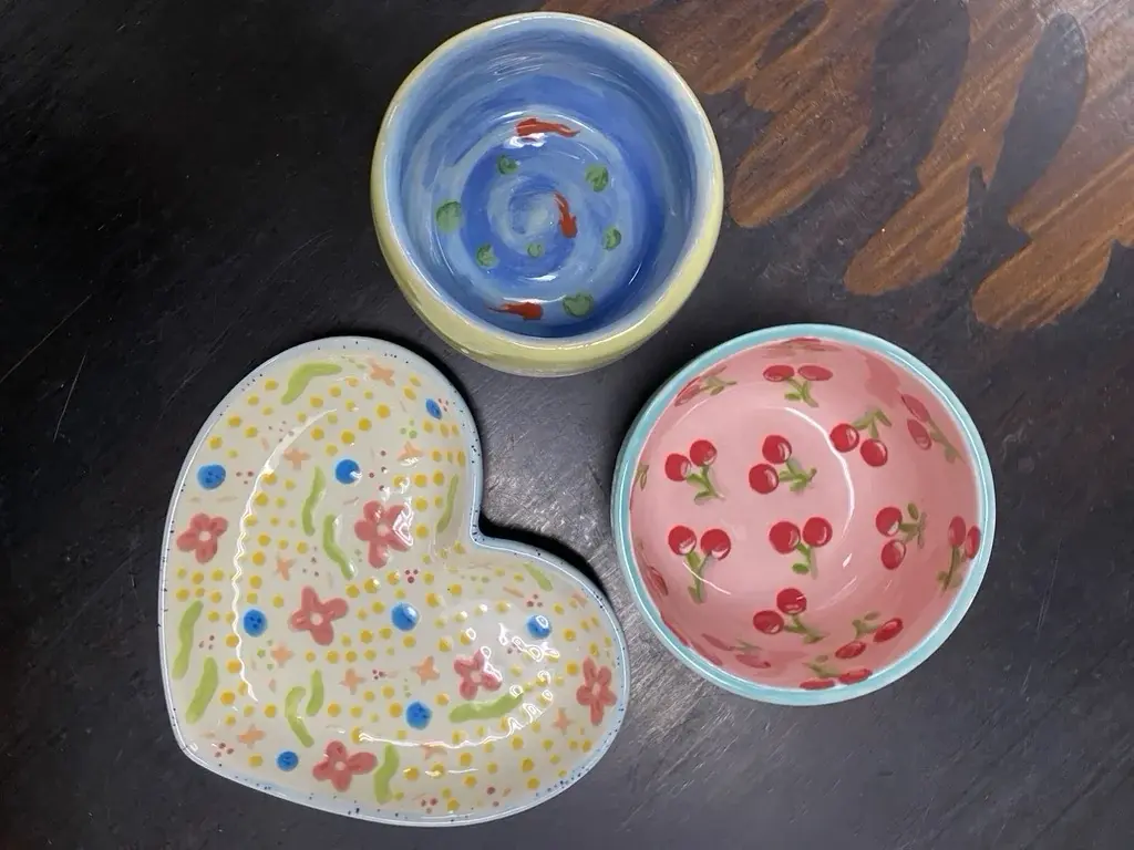 Hand-detailed bisqueware from the studio