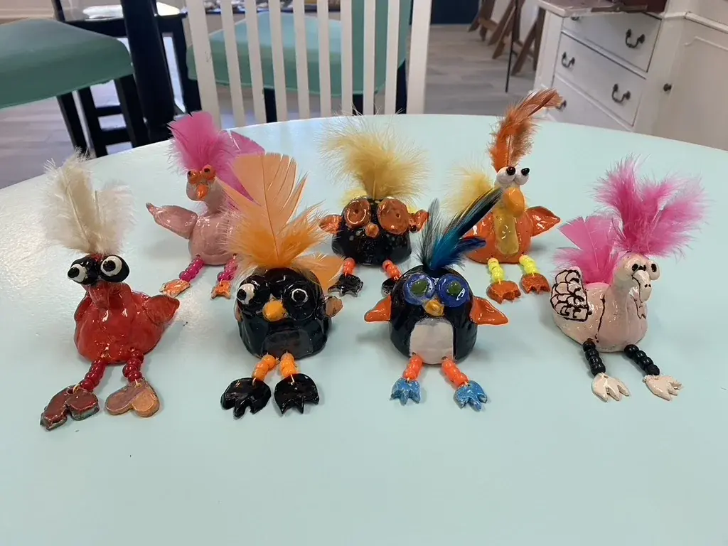 Clay bird projects from summer camp